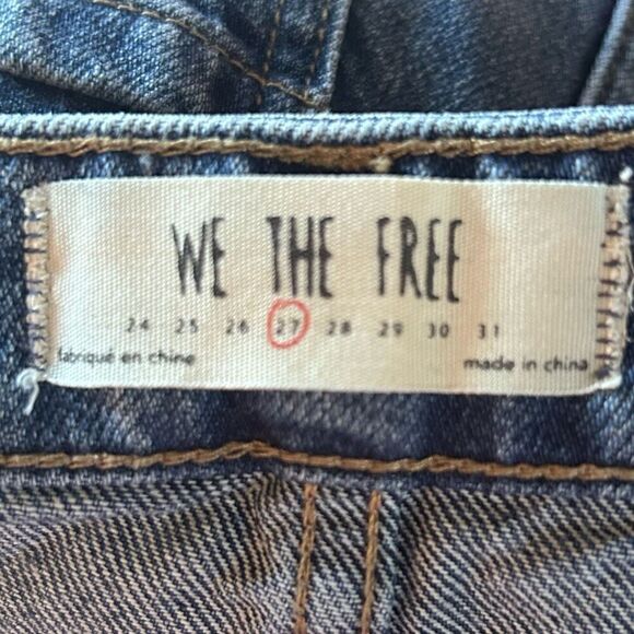 We The Free Denim Mini Skirt Women's Size 27 Blue Front Full Zip Boho Frayed Hem - Picture 9 of 11